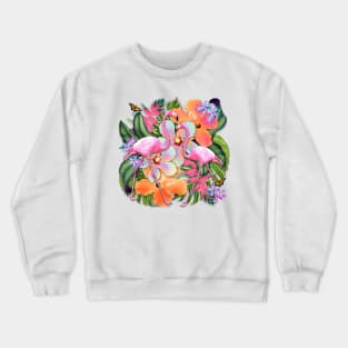 Tropical Vibes Flamingos Crewneck Sweatshirt